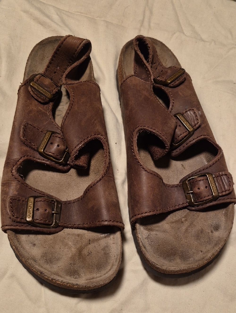 Women's Brown Leather Adjustable Buckle Sandals